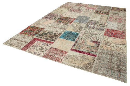 Kirk Yama Grey Patchwork Cotton Wool Handmade Area Rug 8'2'' x 11'7''