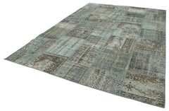 Kirk Yama Grey Patchwork Cotton Wool Handmade Area Rug 8'2'' x 11'7''