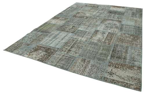 Kirk Yama Grey Patchwork Cotton Wool Handmade Area Rug 8'2'' x 11'7''