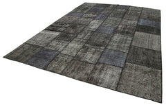 Kirk Yama Black Patchwork Cotton Wool Handmade Area Rug 8'4'' x 11'7''