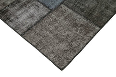 Kirk Yama Black Patchwork Cotton Wool Handmade Area Rug 8'4'' x 11'7''