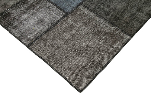 Kirk Yama Black Patchwork Cotton Wool Handmade Area Rug 8'4'' x 11'7''