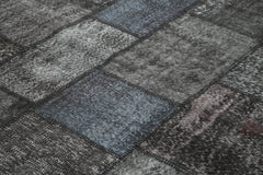 Kirk Yama Black Patchwork Cotton Wool Handmade Area Rug 8'4'' x 11'7''