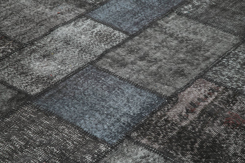 Kirk Yama Black Patchwork Cotton Wool Handmade Area Rug 8'4'' x 11'7''