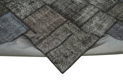 Kirk Yama Black Patchwork Cotton Wool Handmade Area Rug 8'4'' x 11'7''