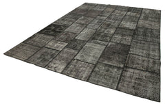 Kirk Yama Black Patchwork Cotton Wool Handmade Area Rug 8'4'' x 11'8''
