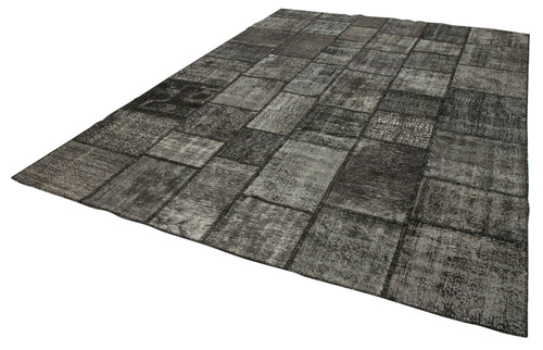 Kirk Yama Black Patchwork Cotton Wool Handmade Area Rug 8'4'' x 11'8''