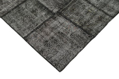 Kirk Yama Black Patchwork Cotton Wool Handmade Area Rug 8'4'' x 11'8''