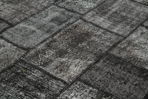 Kirk Yama Black Patchwork Cotton Wool Handmade Area Rug 8'4'' x 11'8''