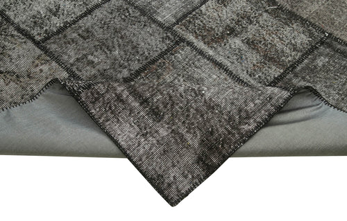 Kirk Yama Black Patchwork Cotton Wool Handmade Area Rug 8'4'' x 11'8''