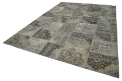 Kirk Yama Grey Patchwork Cotton Wool Handmade Area Rug 8'3'' x 11'8''