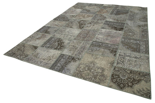 Kirk Yama Grey Patchwork Cotton Wool Handmade Area Rug 8'3'' x 11'8''