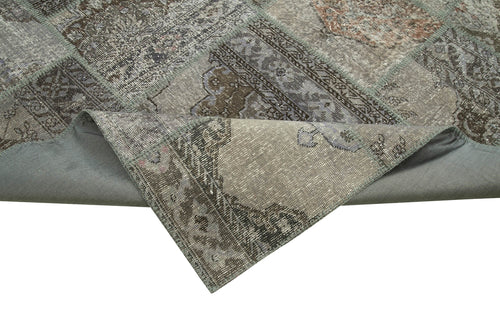 Kirk Yama Grey Patchwork Cotton Wool Handmade Area Rug 8'3'' x 11'8''