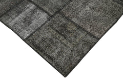 Handmade Area Rug - Black Patchwork Cotton Wool Vintage Turkish Carpet 8'5''x11'7''