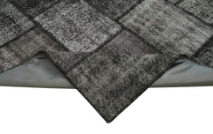 Handmade Area Rug - Black Patchwork Cotton Wool Vintage Turkish Carpet 8'5''x11'7''