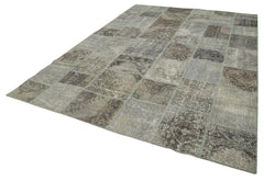 Kirk Yama Grey Patchwork Cotton Wool Handmade Area Rug 8'3'' x 11'9''