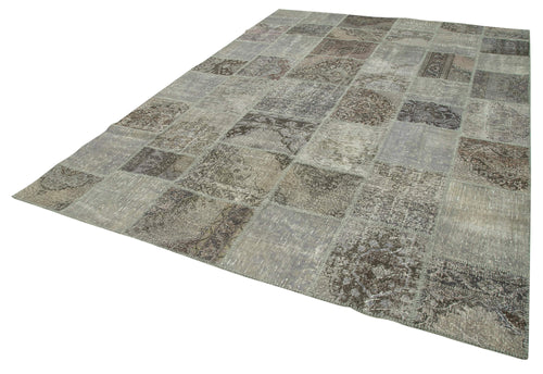 Kirk Yama Grey Patchwork Cotton Wool Handmade Area Rug 8'3'' x 11'9''