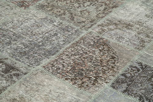 Kirk Yama Grey Patchwork Cotton Wool Handmade Area Rug 8'3'' x 11'9''