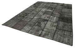 Kirk Yama Black Patchwork Cotton Wool Handmade Area Rug 8'4'' x 11'6''