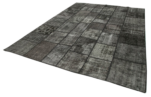 Kirk Yama Black Patchwork Cotton Wool Handmade Area Rug 8'4'' x 11'6''