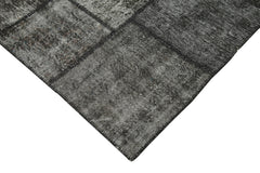 Kirk Yama Black Patchwork Cotton Wool Handmade Area Rug 8'4'' x 11'6''