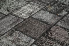 Kirk Yama Black Patchwork Cotton Wool Handmade Area Rug 8'4'' x 11'6''