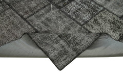 Kirk Yama Black Patchwork Cotton Wool Handmade Area Rug 8'4'' x 11'6''