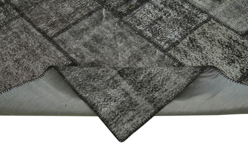Kirk Yama Black Patchwork Cotton Wool Handmade Area Rug 8'4'' x 11'6''