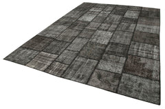 Kirk Yama Black Patchwork Cotton Wool Handmade Area Rug 8'4'' x 11'7''