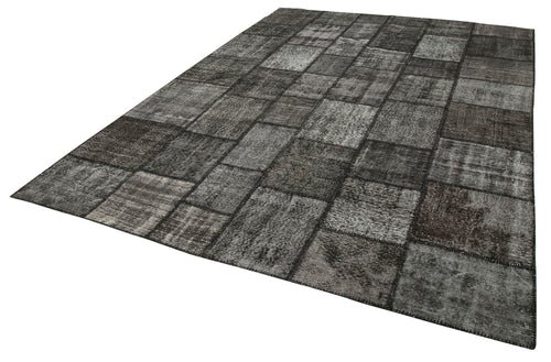 Kirk Yama Black Patchwork Cotton Wool Handmade Area Rug 8'4'' x 11'7''