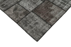 Kirk Yama Black Patchwork Cotton Wool Handmade Area Rug 8'4'' x 11'7''