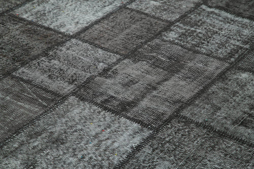 Kirk Yama Black Patchwork Cotton Wool Handmade Area Rug 8'4'' x 11'7''