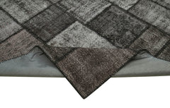 Kirk Yama Black Patchwork Cotton Wool Handmade Area Rug 8'4'' x 11'7''