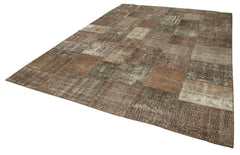 Kirk Yama Brown Patchwork Cotton Wool Handmade Area Rug 8'4'' x 11'8''