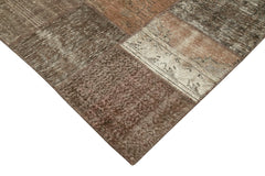 Kirk Yama Brown Patchwork Cotton Wool Handmade Area Rug 8'4'' x 11'8''