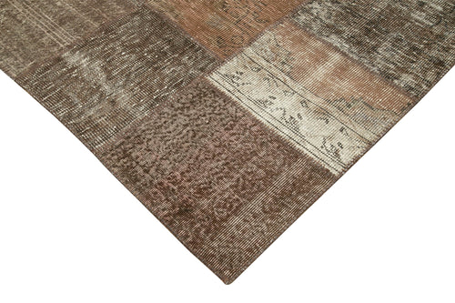 Kirk Yama Brown Patchwork Cotton Wool Handmade Area Rug 8'4'' x 11'8''