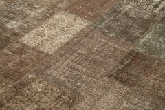 Kirk Yama Brown Patchwork Cotton Wool Handmade Area Rug 8'4'' x 11'8''