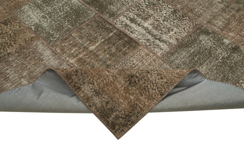 Kirk Yama Brown Patchwork Cotton Wool Handmade Area Rug 8'4'' x 11'8''