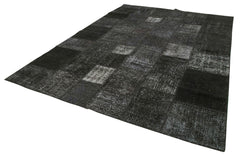 Kirk Yama Black Patchwork Cotton Wool Handmade Area Rug 8'4'' x 11'7''