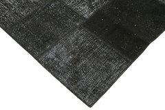 Kirk Yama Black Patchwork Cotton Wool Handmade Area Rug 8'4'' x 11'7''