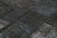 Kirk Yama Black Patchwork Cotton Wool Handmade Area Rug 8'4'' x 11'7''