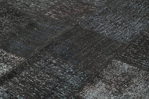 Kirk Yama Black Patchwork Cotton Wool Handmade Area Rug 8'4'' x 11'7''