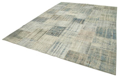Kirk Yama Blue Patchwork Cotton Wool Handmade Area Rug 8'6'' x 11'8''