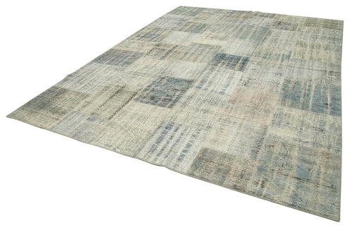 Kirk Yama Blue Patchwork Cotton Wool Handmade Area Rug 8'6'' x 11'8''