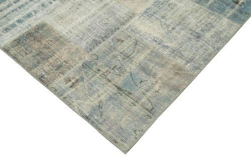 Kirk Yama Blue Patchwork Cotton Wool Handmade Area Rug 8'6'' x 11'8''