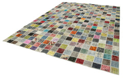 Kirk Yama Grey Patchwork Cotton Wool Handmade Area Rug 8'5'' x 11'6''