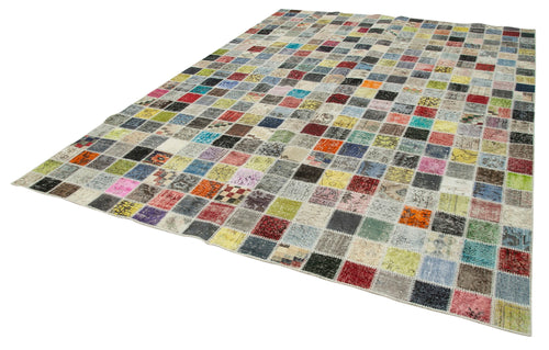 Kirk Yama Grey Patchwork Cotton Wool Handmade Area Rug 8'5'' x 11'6''