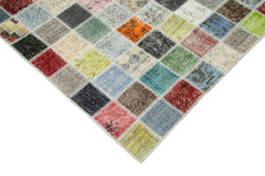 Kirk Yama Grey Patchwork Cotton Wool Handmade Area Rug 8'5'' x 11'6''