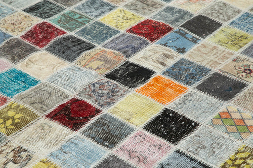 Kirk Yama Grey Patchwork Cotton Wool Handmade Area Rug 8'5'' x 11'6''