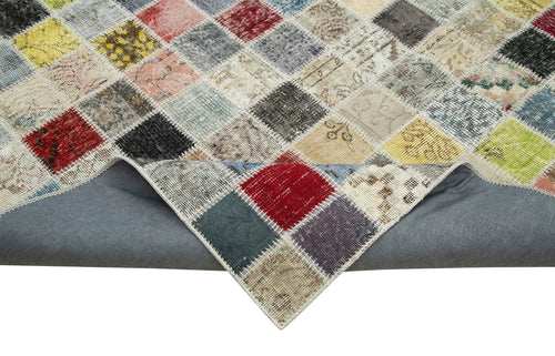 Kirk Yama Grey Patchwork Cotton Wool Handmade Area Rug 8'5'' x 11'6''